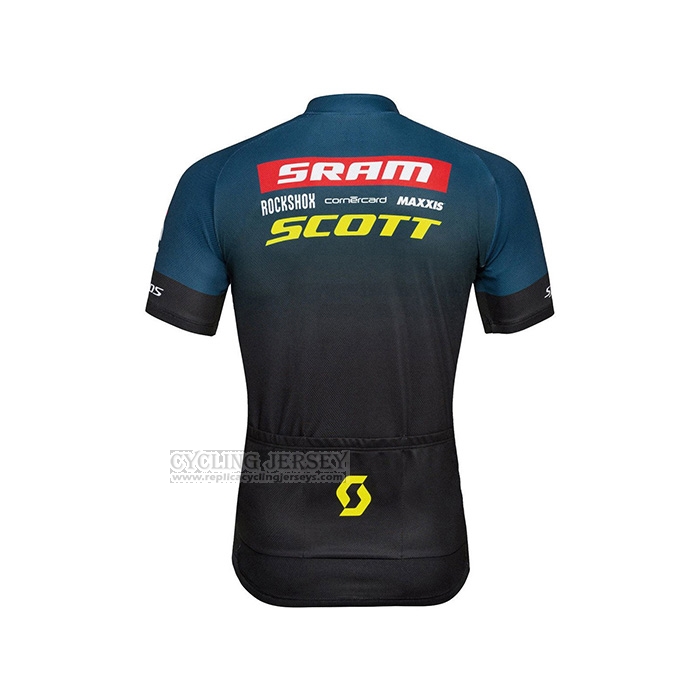 2022 Cycling Jersey Scott Sram Black Blue Short Sleeve and Bib Short